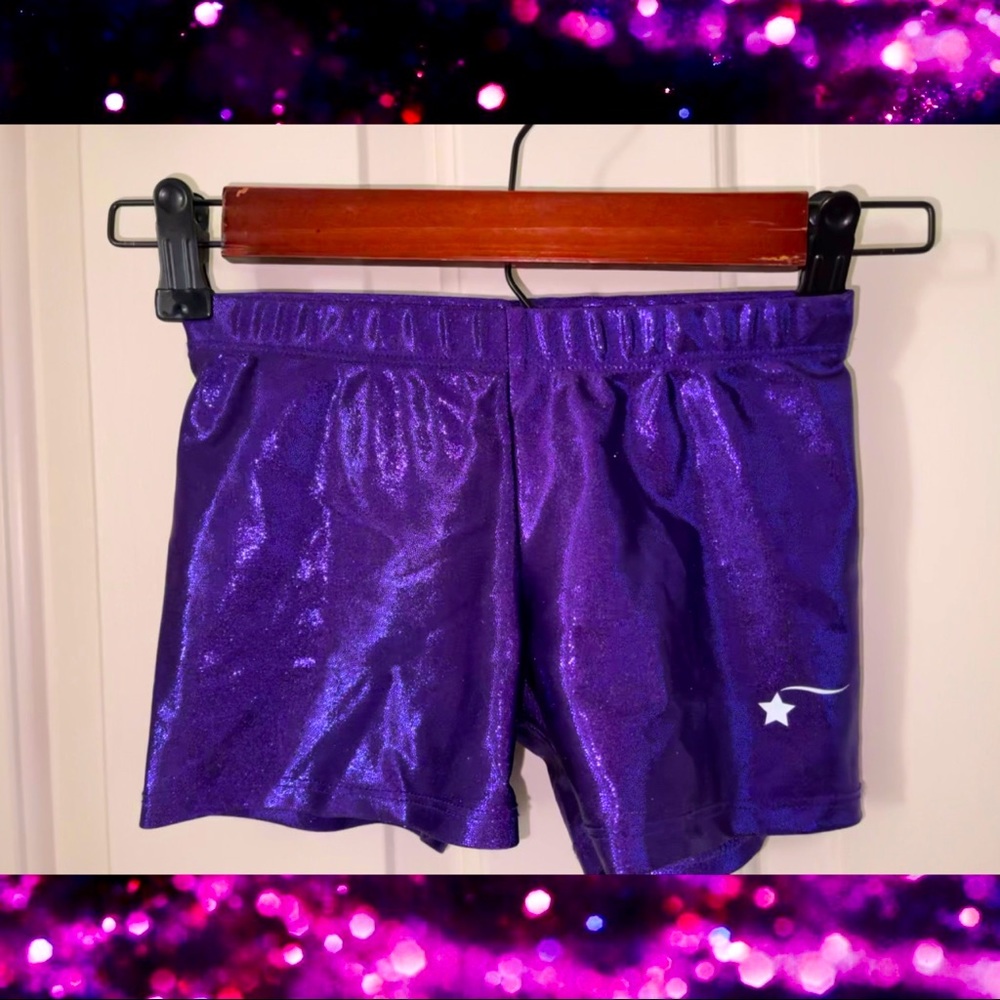Destira Purple Large girls gymnastics shor…